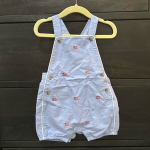 NWT Janie and Jack BABY EMBROIDERED AMERICAN FLAG OVERALL 12-18 MO
